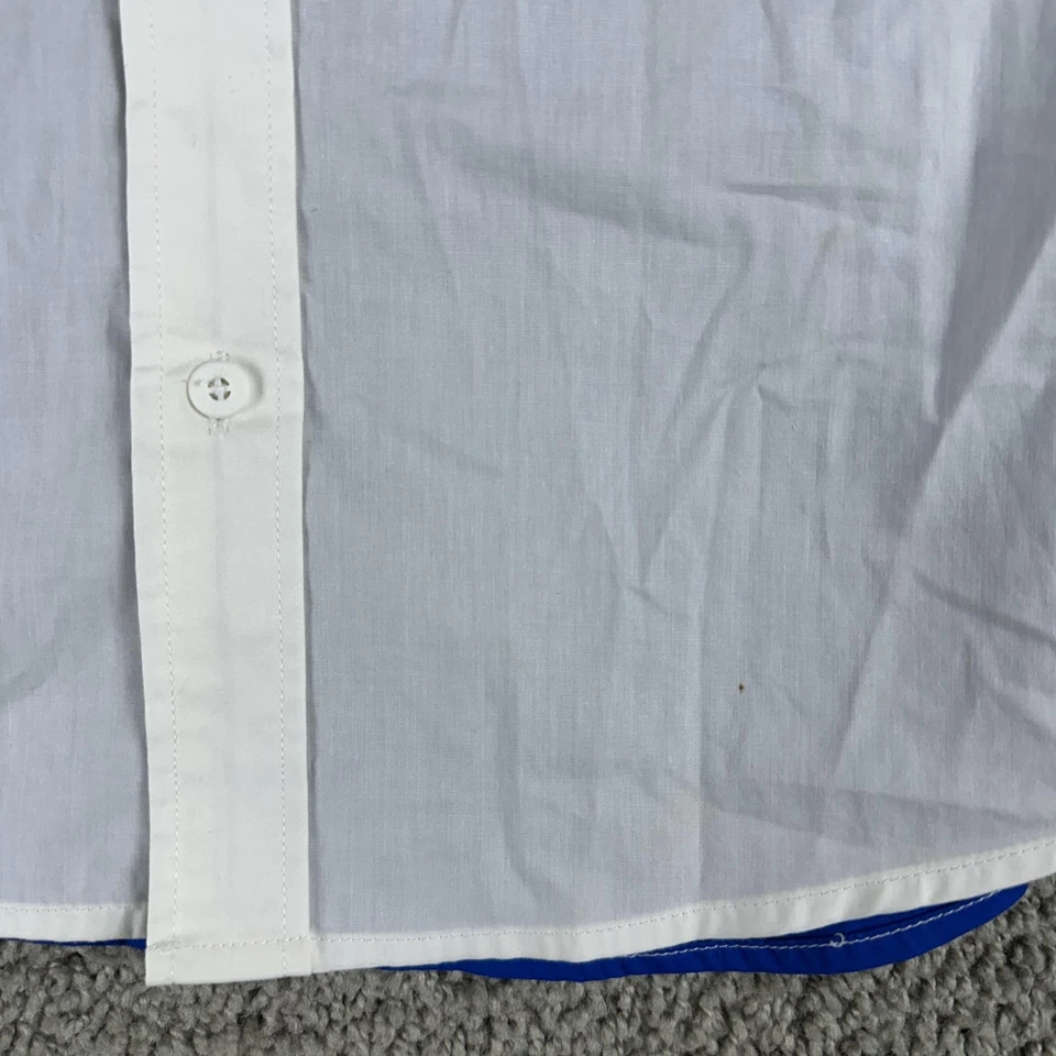 Nautica Shirt Boys Medium 10/12 White Blue Colorblock Button Down Short Sleeve - Image 4 of 4
