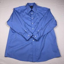 Jos A Bank Dress Shirt Mens 17-33 Blue Solid Traveler's Collection Cotton
