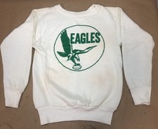 VINTAGE 70s PHILADELPHIA EAGLES CREWNECK SWEATSHIRT WHITE KELLY GREEN