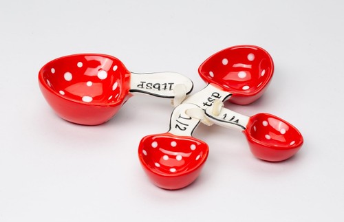 21103 Fine Ceramic Mushroom Measuring Spoons 4 piece set - Picture 2 of 5