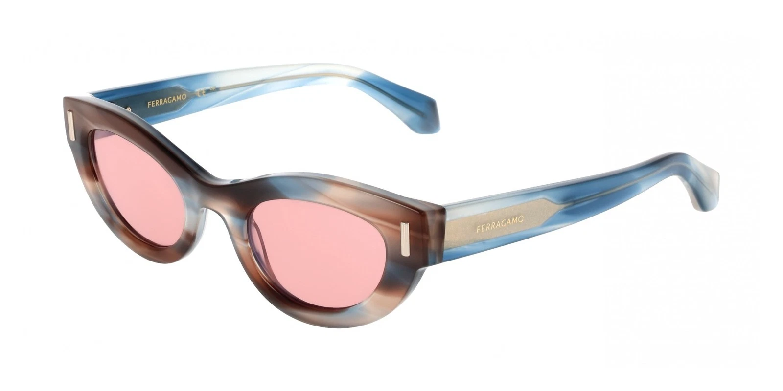 Ferragamo — Ferragamo SF2062SE Striped Sand Blue Sunglasses 49/23/145 Women