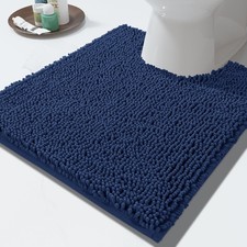 Yimobra U-Shaped Toilet Rug Non-Slip Plush 24x20 Bath Mat Navy Blue Washable
