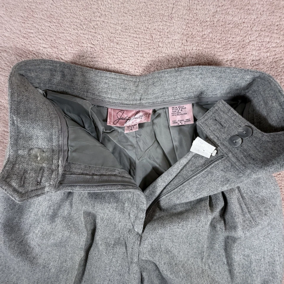 Pantalones de vestir Jaclyn Smith para mujer 6 gris jaspeado de lana trabajo clásico 5525 Foto 3 de 4