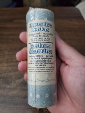 Vintage Blue and Beige Floral Wallpaper Border, 5 Yards
