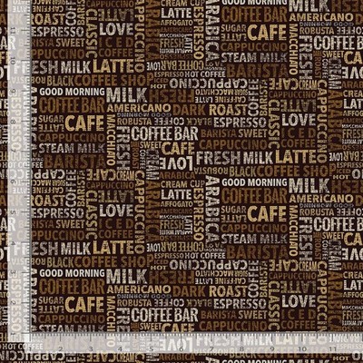 Coffee Happiness in Cup Fabric - By The Yard - Cotton Timeless Treasures CD3423