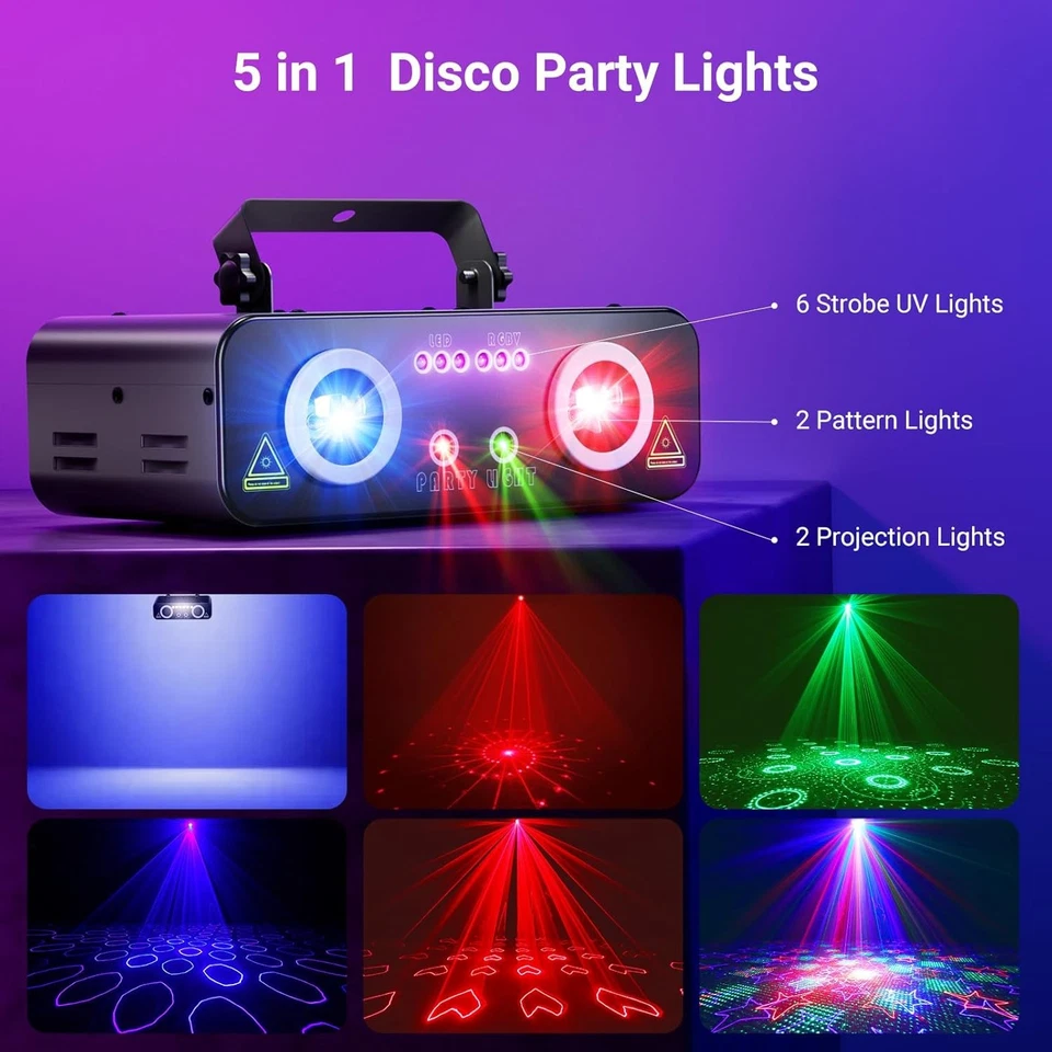 DJ Lights | Disco Lights for Parties | Party Lights with RGB and UV Lights - Image 3 of 4