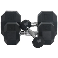 Fitness First Rubber Hex Dumbbell Pairs 5 - 100 lbs