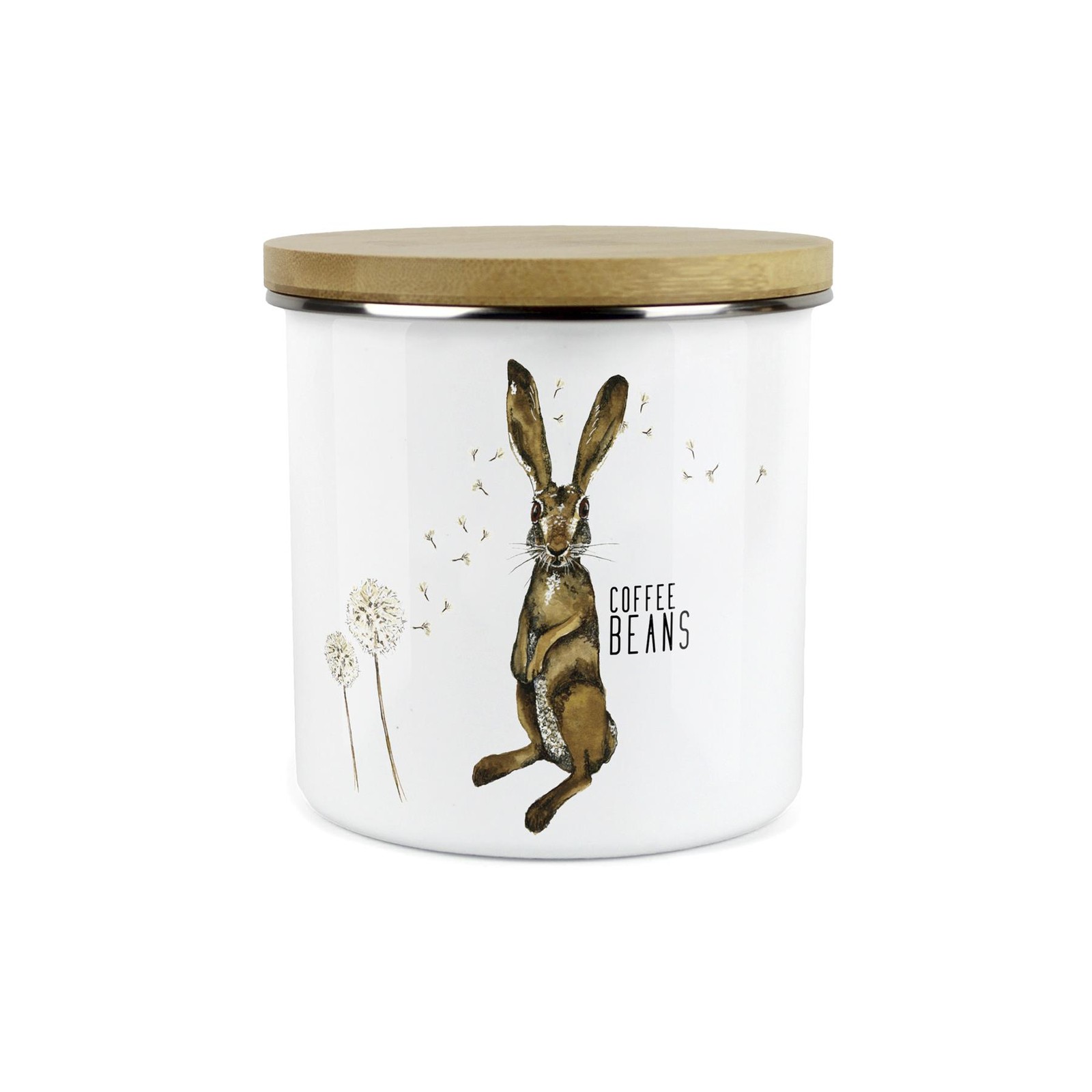 Hares & Dandelions Coffee Beans Storage Canister - Kitchen Enamel Container