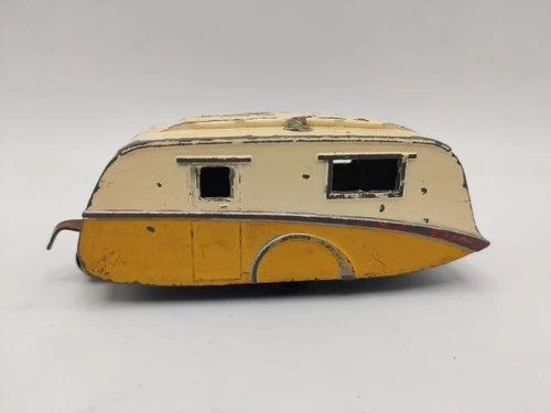 Vintage Dinky Toys 190 Streamline Caravan Yellow & White 1950s Diecast Model