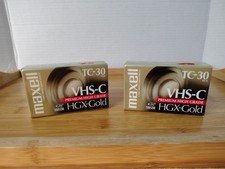  2 Sealed Maxell VHS-C HGX-Gold TC-30 62 m Camcorder Video Cassette Premium  