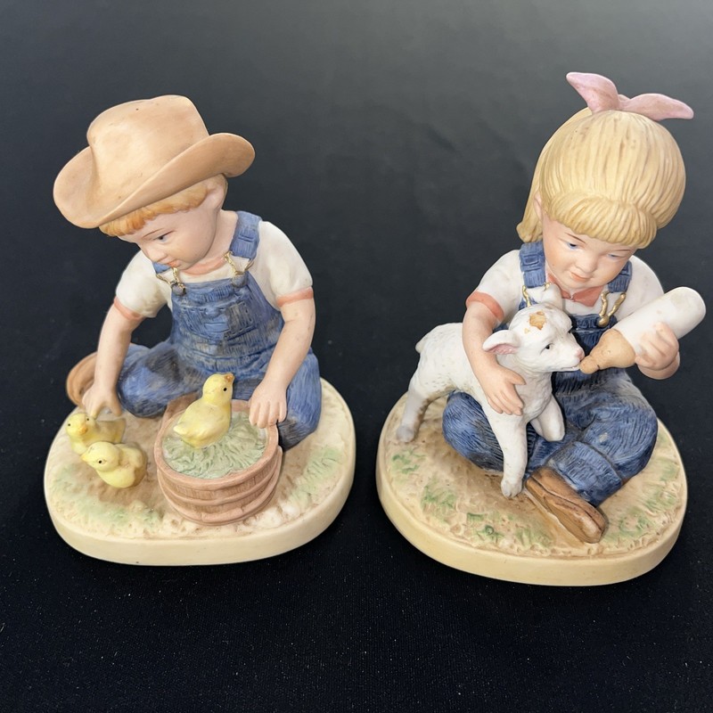 HOMCO Denim Days Figurine Set #1500 New Beginnings 1985 Homco