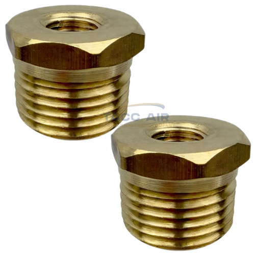 2 Pack 1/2" Male x 1/8" Female NPT Hex Reducer Bushing Pipe Reducing Fitting