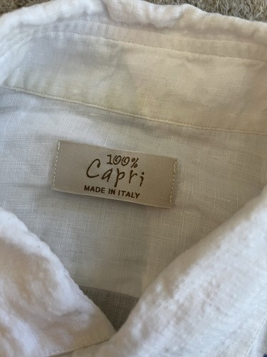 Chemise boutonnée en lin brodé café Capri Italie Camicia | Medium - Photo 6/8