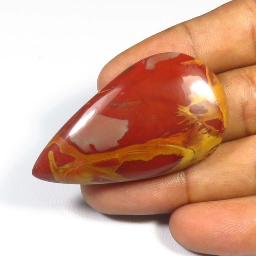 Natural Red Gemstone 49x27mm Noreena Jasper Cabochon 71Ct Pear Smooth Gems NA-67 - Picture 4 of 11