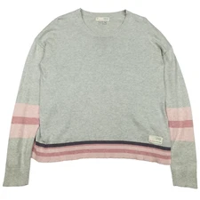 Odd Molly Oversized Sweater 1 - S Grey Pink Cotton Knit Striped Loose Jumper 818