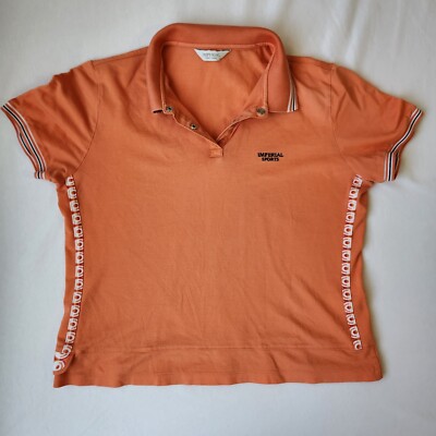 Baby Tee Polo Shirt Women Medium Orange Y2K Tie Dye Preppy Golf Imperial Sports