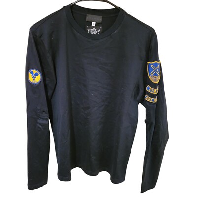 Rare John Richmond X Designer Longsleeve Shirt Men Large Black Y2k Patch Rock 