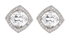 Luxury Clip On Earrings silver stud with a Cubic Zirconia stone - Noya S