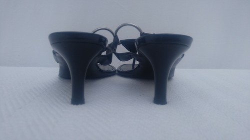 SALVATORE FERRAGAMO Black Patent Leather,Giant Stud Women's Sandals,US Size9B - Picture 4 of 6