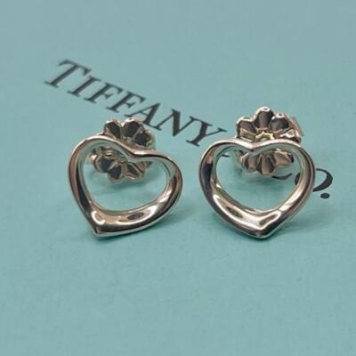 Tiffany & Co. Elsa Peretti Open Heart Stud Earrings Sterling