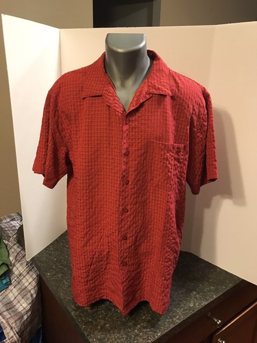 Cezani SS Button Down Shirt Red Plaid Size Large - Modal Polyester - Picture 8 of 12