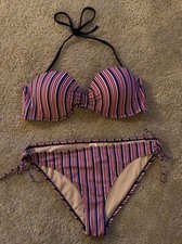 GAP womens large colorful striped bikini swimsuit bathingsuit d5