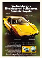 1973 Maserati Bora Simoniz Wax - Classic Vintage Advertisement Ad A63-B