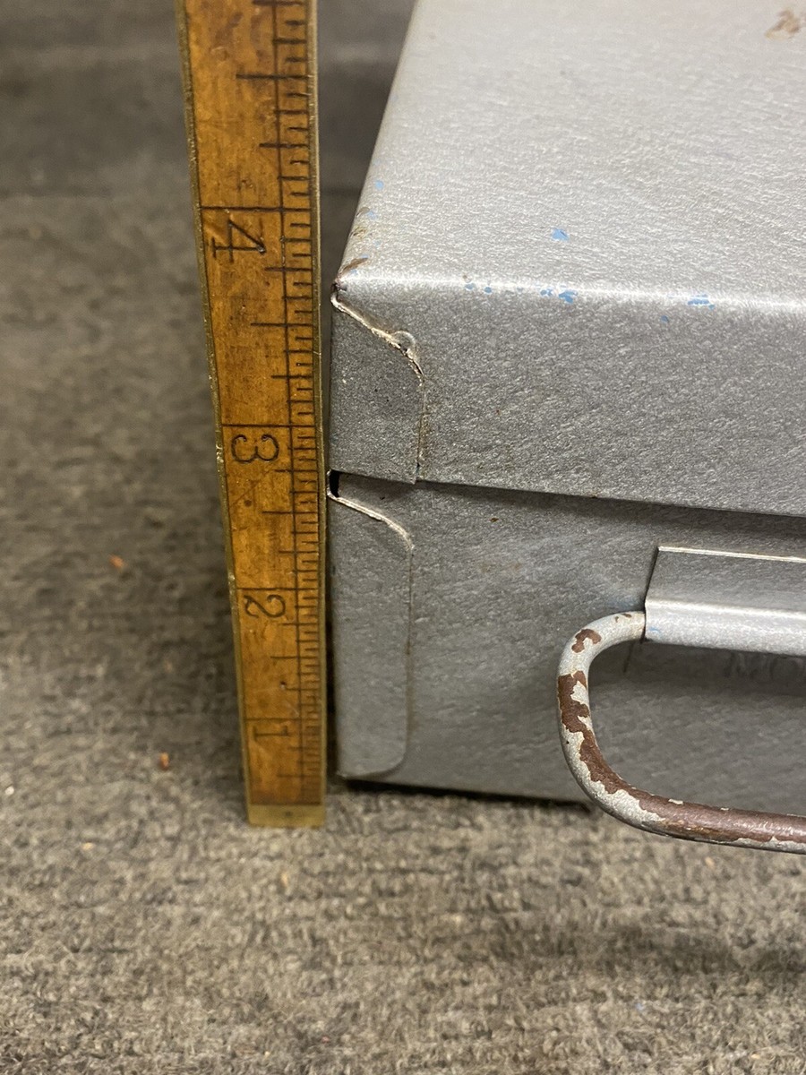Vintage Metal Lock Box Model 1013 Hammered Gray Finish 12” X