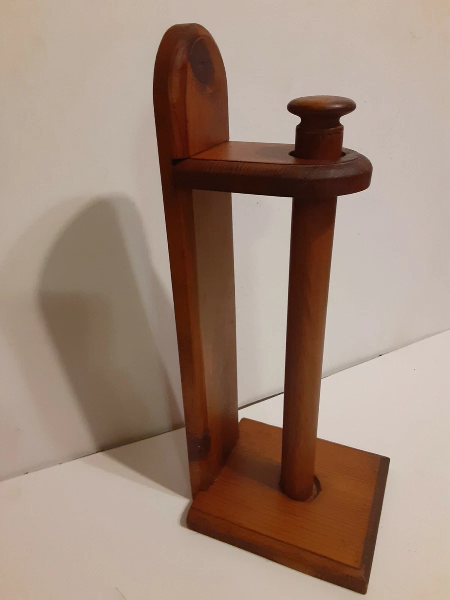 Vintage Wooden Paper Towel Holder Stand Up Counter Top Hand Made