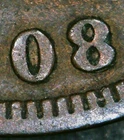 1908 Indian Head Cent MPD Snow-26 RPD-017 - Repunched Date - Free Shipping!