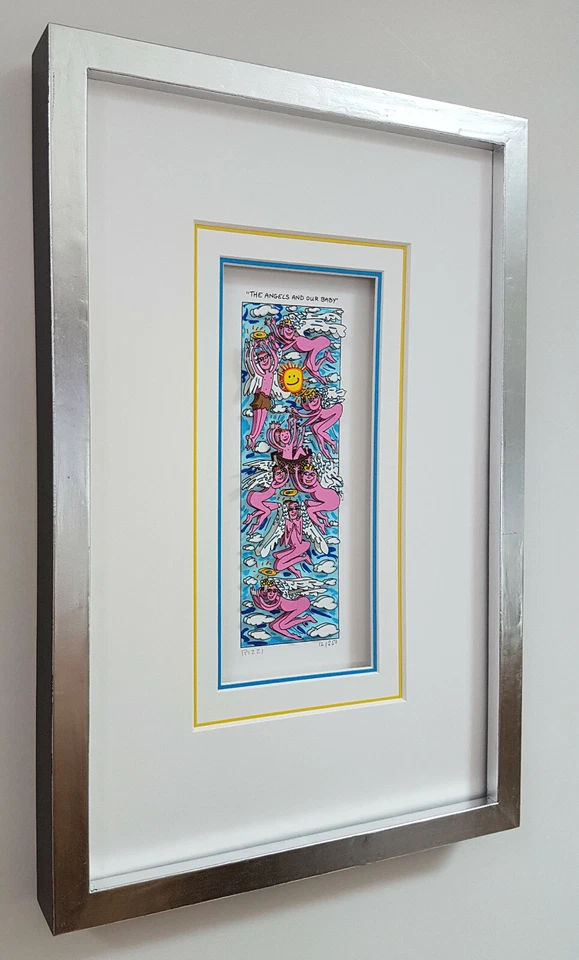 J. Rizzi 3D " THE ANGELS AND OUR BABY "  Gerahmt im Modellrahmen in Blattsilber - Bild 3 von 4