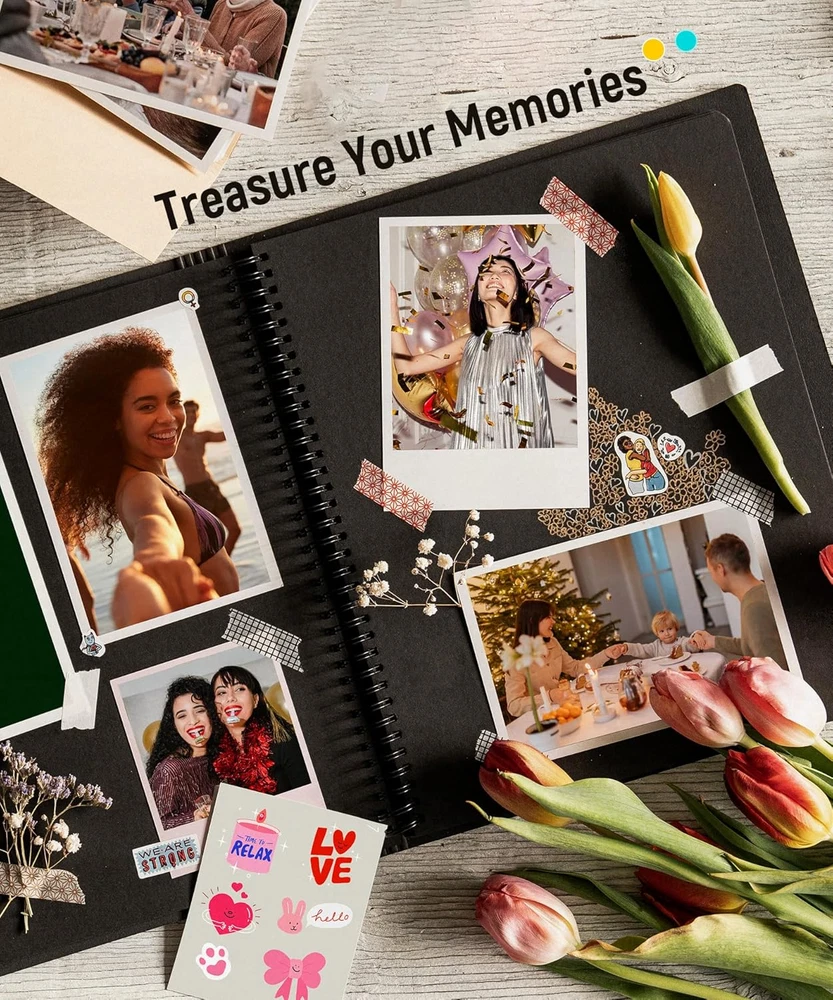 Photo Printer Paper & Cartridge, 2 Ink Cartridge Refill & 80 Sheets Photo Papers