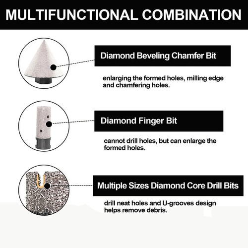 Diamond Core Drilling Bit Hole Saw Set for Ceramic Tile Marble 7pcs/box Cutter - Picture 7 of 7