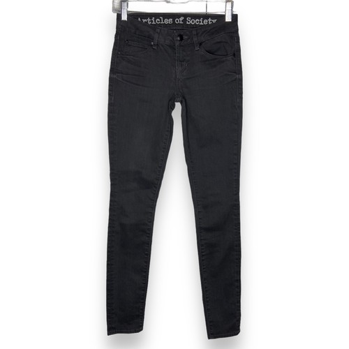 Articles of Society Size 24 Mya Charcoal Skinny Jeans Gray Stretch Low Rise - Picture 1 of 9