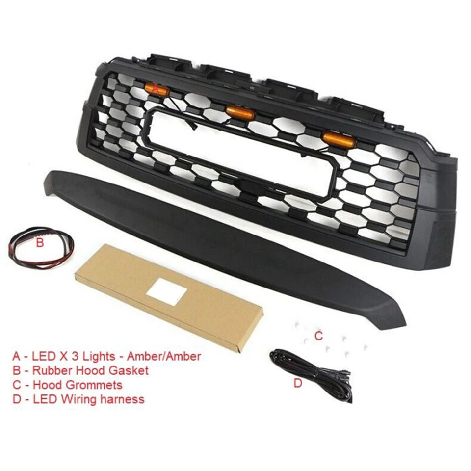 TRD Pro Style Grille for 2010-2021 Toyota Sequoia Matte Black Grill with LEDs Foto 4 de 4