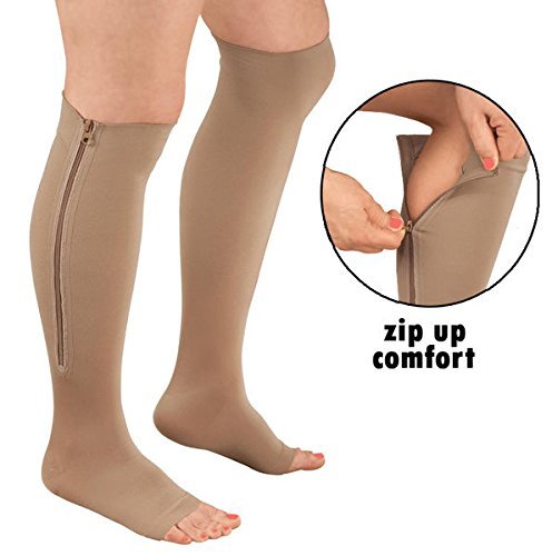 Pairs Zipper Compression Socks Open Toe Zippered Suppor Compression  Stockings