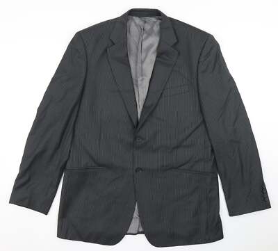 Burton Herren Blazer grau gestreift Polyestermischung Größe 42 Tailored Fit