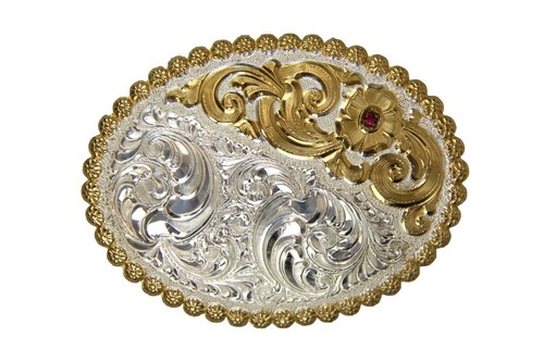 Bronze Studded Bone Colored GenuineLeather Belt with Silver  display picture 3
