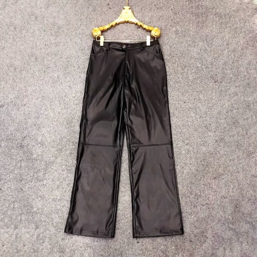 Men Classic Faux Leather Straight Leg Pants Punk Trousers Night Club Fashion New - Picture 23 of 24