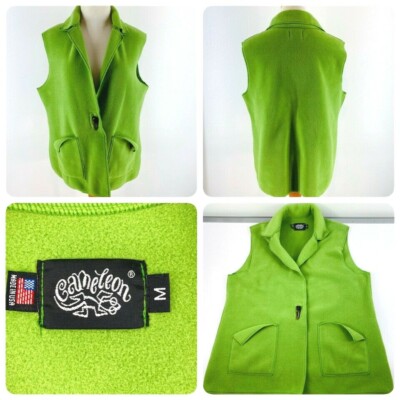 Cameleon Brand Women's Size M Green Vest One Button Made in USA       U2