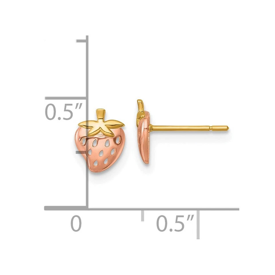 Aretes de oro amarillo de 14k con fresa pulida en rodio rosa Foto 3 de 3