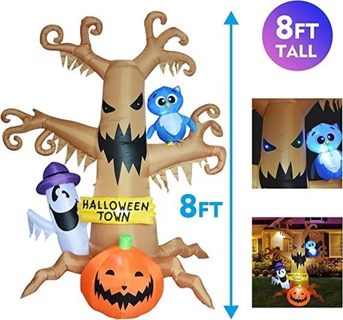 GOOSH 8 FT Halloween Inflatables Outdoor Dead Tree with White Ghost, Pumpkin and - Picture 3 of 5