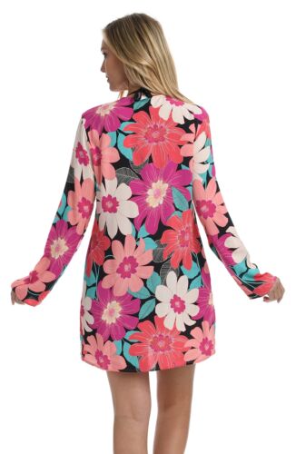 La Blanca Womens Lace Front Tunic Dress Cover Up, Multi in Full Bloom, Medium US - Picture 2 of 2