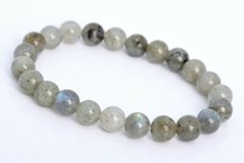 8MM Light Gray Labradorite Bracelet Grade A Genuine Natural Round Beads 7"