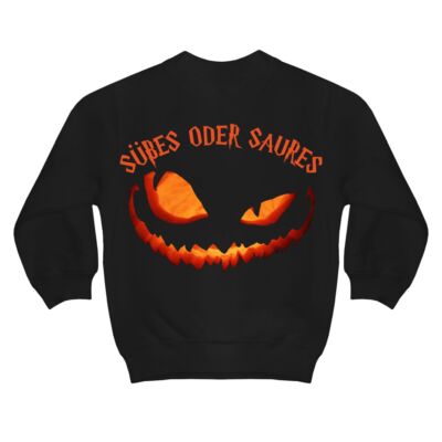 Kinder Pullover Halloween Kürbis SÜSSES ODER SAURES lustige sprüche fun spaß 