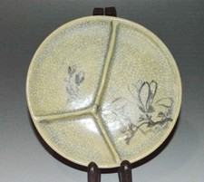 Plato ANTIGUO JAPONÉS Plato Cerámica TINTA VINTAGE Pintura FLOR Japón Vaso c684