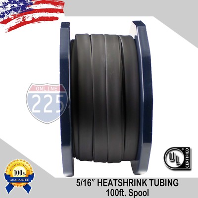 100 FT. 100' Feet BLACK 5/16'' 8mm Polyolefin 2:1 Heat Shrink Tubing Tube Cable