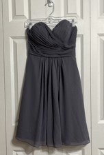 Bill Levkoff Strapless Sweetheart Neckline Ruched Bridesmaid Dress Charcoal 6