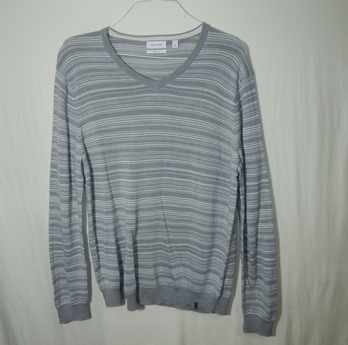 Calvin Klein Italian Yarn Pullover V Neck Sweater Size LARGE L Mens Clothing - Picture 1 of 6