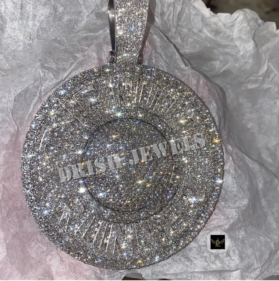 Colgante Letra Grande Personalizado MOISSANITA Pasador de Prueba Plata de Ley 925 Sólida Foto 3 de 4